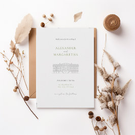 Convites Elegant Estate Illustration Wedding Invitation