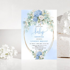 Convites Elegant Eucalyptus Blue Baby Shower Invitation