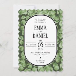 Convites Elegant Eucalyptus Green Leaves Wedding Invitation