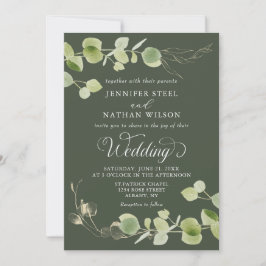Convites Elegant Eucalyptus Greenery Double-Sided Wedding