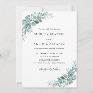 Convites Elegant Eucalyptus Greenery Wedding
