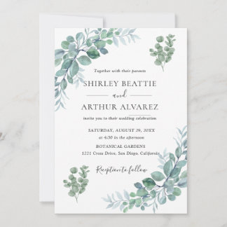 Convites Elegant Eucalyptus Greenery Wedding