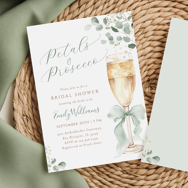Convites Elegant Eucalyptus Prosecco Bridal Shower (Criador carregado)