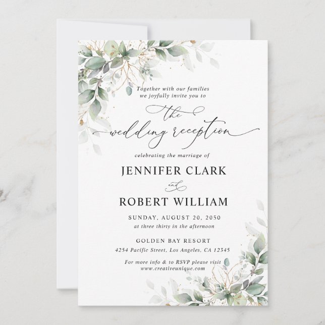 Convites Elegant Eucalyptus Wedding Reception Invitation  (Frente)