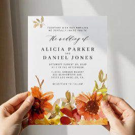 Convites Elegant fall garden watercolor floral wedding