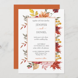 Convites Elegant Fall Leaves Autumn Wedding 
