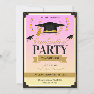 Convites Elegant feminine Cap graduation invitation 