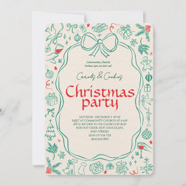 Convites Elegant Festive Christmas Party Invitation (Frente)