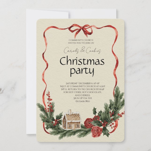 Convites Elegant Festive Christmas Party Invitation (Frente)