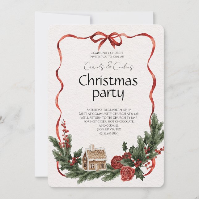 Convites Elegant Festive Christmas Party Invitation (Frente)