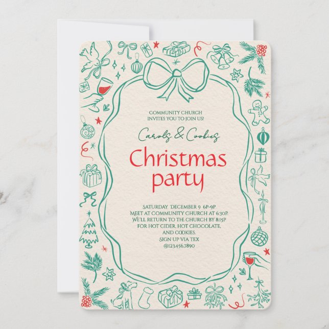 Convites Elegant Festive Christmas Party Invitation (Frente)