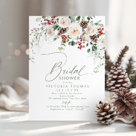 Convites Elegant Festive Floral Holiday bridal shower