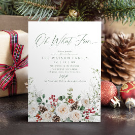 Convites Elegant Festive Floral Oh What Fun Holiday Party