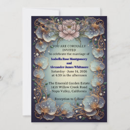 Convites Elegant Flora Design Wedding Invitation - 