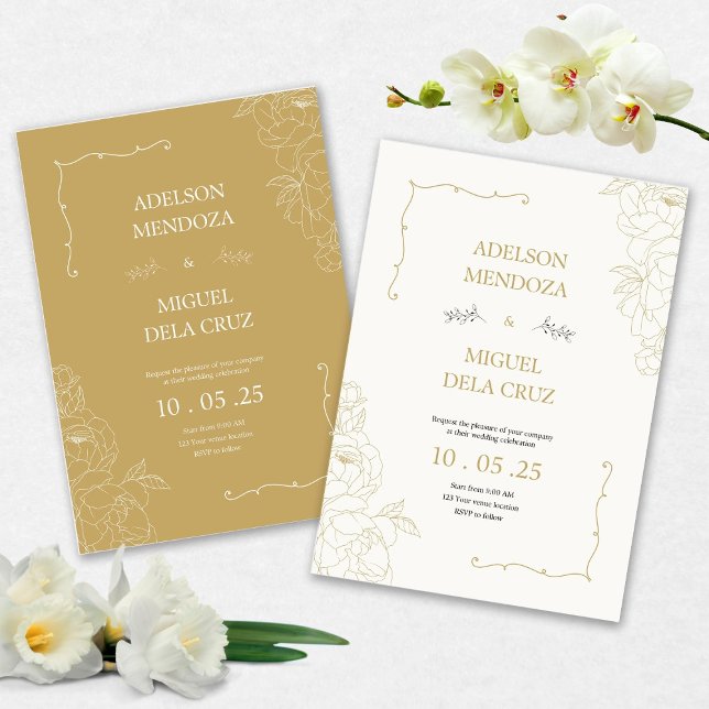 Convites Elegant Floral and Minimalist wedding invitation (Criador carregado)