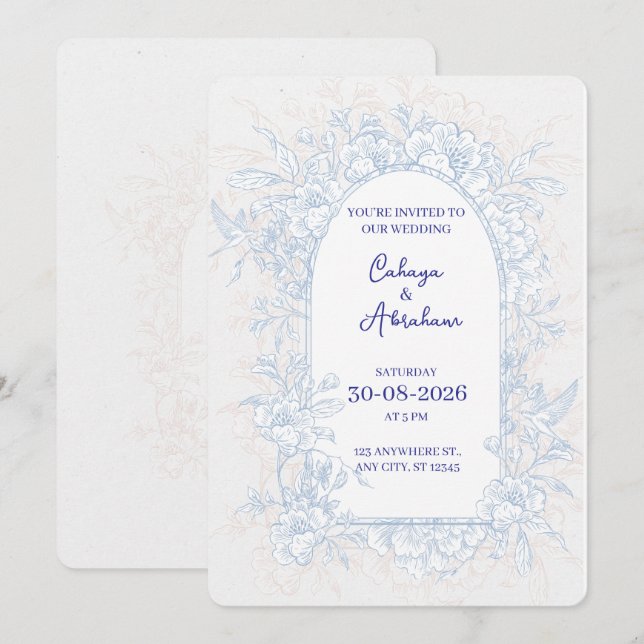 Convites Elegant Floral Arch Wedding Invitation  (Frente/Verso)