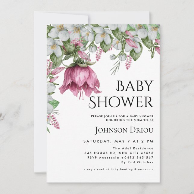 Convites Elegant Floral Baby Shower Invitation (Frente)