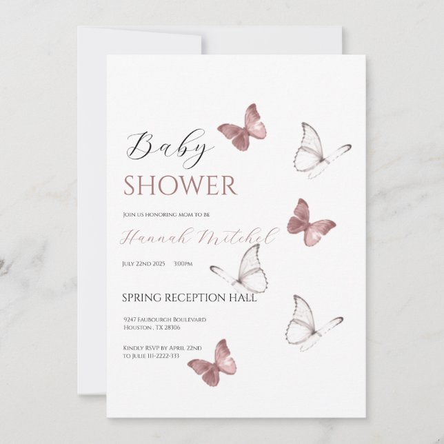 Convites Elegant Floral Baby Shower Invitation Customizable (Frente)