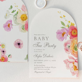 Convites Elegant Floral Baby Shower Tea Party Invitation