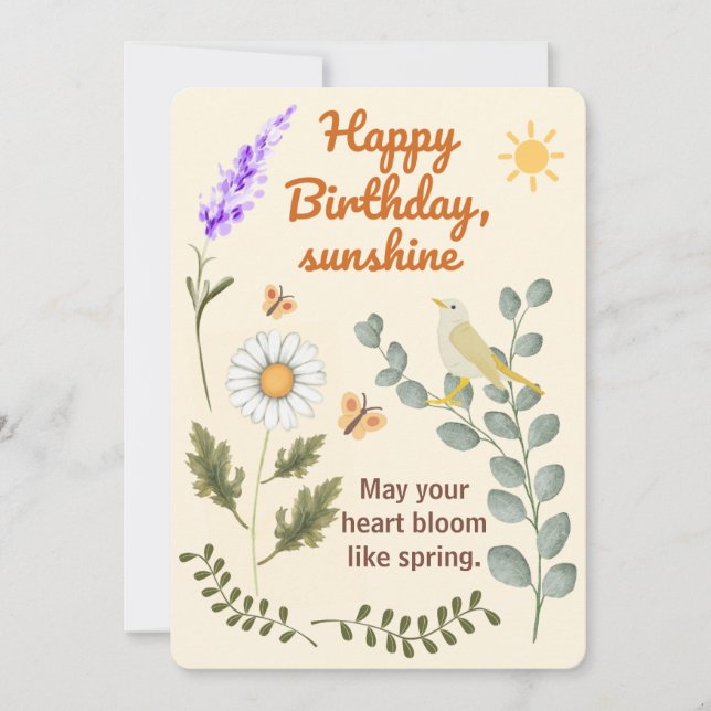 Convites Elegant Floral Birthday - Pastel Garden Theme Card (Frente)