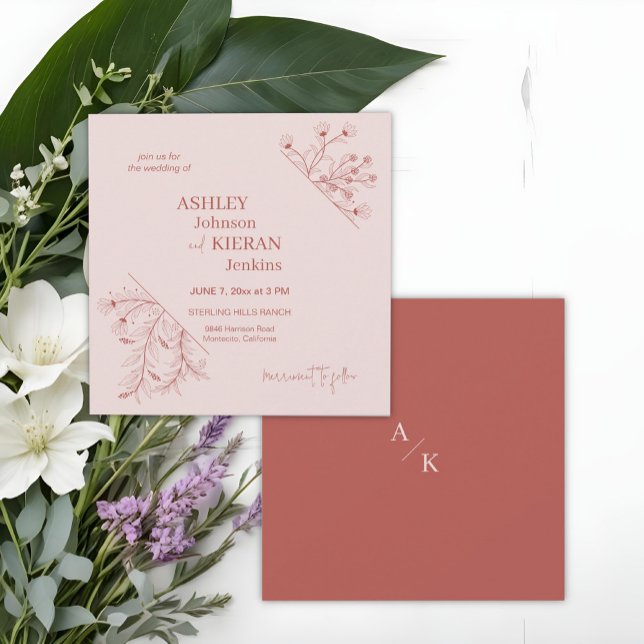 Convites Elegant Floral Boho Wedding (Criador carregado)