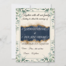 Elegant Floral Border Wedding Invitation Card | 