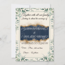 Convites Elegant Floral Border Wedding Invitation Card | 
