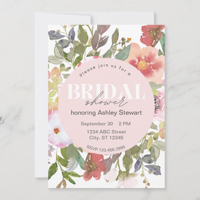 Convites Elegant Floral Bridal Shower Invitation (Frente)