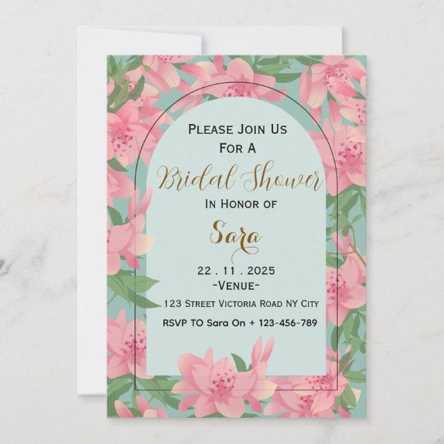 Convites Elegant Floral Bridal Shower Invitation (Frente)
