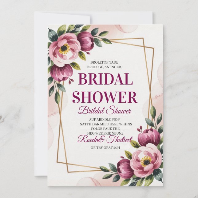 Convites Elegant Floral Bridal Shower Invitation (Frente)