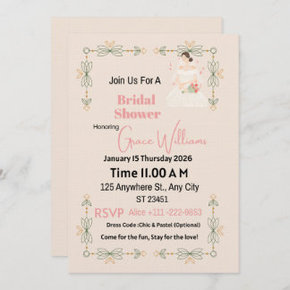 Convites Elegant Floral Bridal Shower Invitation | Customiz
