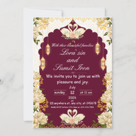 Convites Elegant Floral Burgundy Wedding Invitation 
