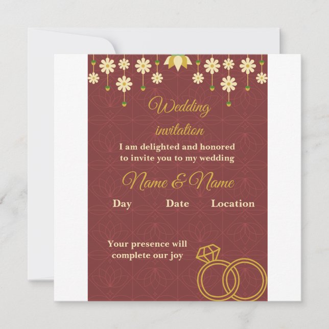 Convites Elegant Floral Burgundy Wedding Invitation (Frente)