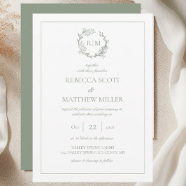 Convites Elegant Floral Crest Monogram Wedding