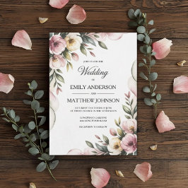 Convites Elegant Floral Frame Wedding Invitation