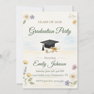 Convites Elegant Floral Garden 2026 Graduation Invite