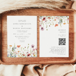 Convites Elegant Floral Garden QR Code Wedding