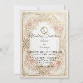 Convites Elegant Floral Gold Wedding Invitation | Editable