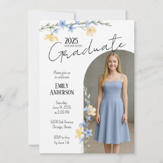 Convites Elegant Floral Graduation 