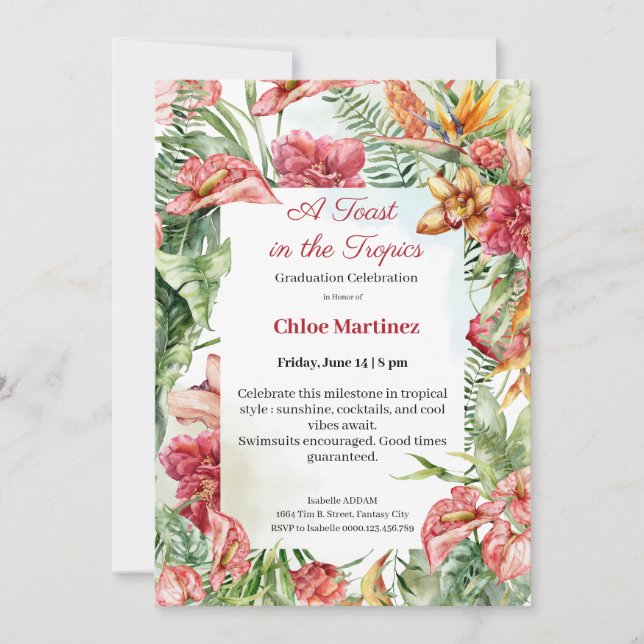 Convites Elegant Floral Graduation Celebration Invitation (Frente)