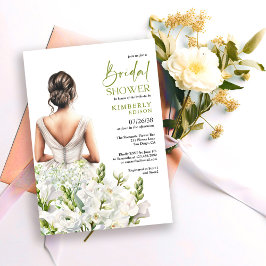 Convites Elegant Floral Lavish White Bouquet Bridal Shower