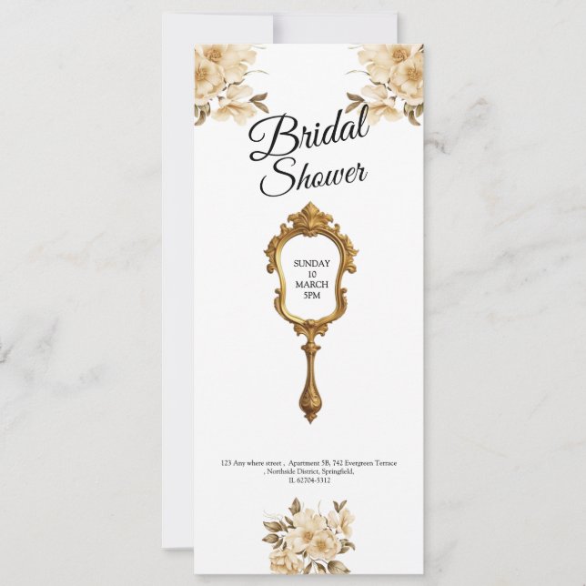Convites elegant floral mirror bridal shower invitation (Frente)