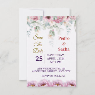 Convites Elegant Floral Peony Save The Date Invitation