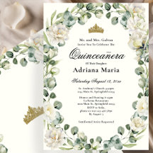 Elegant Floral Quinceanera Invitation Ivory Flower