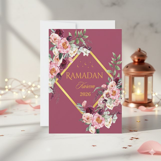 Convites Elegant Floral Ramadan Kareem Greeting Card  (Criador carregado)