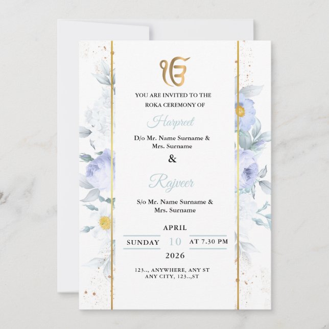 Convites Elegant Floral Rokha Ceremony Invitation (Frente)