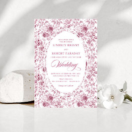Convites Elegant Floral Toile de Jouy Wedding Invitation