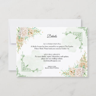 Convites Elegant Floral Vintage Wedding Details Card