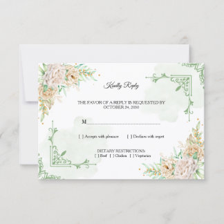 Convites Elegant Floral Vintage Wedding RSVP Card