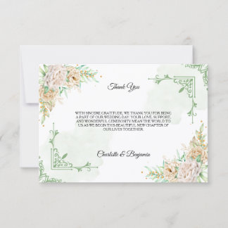 Convites Elegant Floral Vintage Wedding Thank You Card